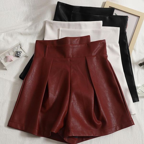 women's shorts women 2021 chic fashion irregular faux leather vintage high waisted zipper female pu short pants mujer booty, White;black
women's shorts women 2021 chic fashion irregular faux leather vintage high waisted zipper female pu short pants mujer booty, White;black