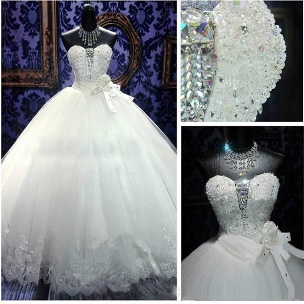 ball gown wedding dresses strapless princess dress hand-made flowers embroidery appliques floor length bridal gowns with rhinestones, White
ball gown wedding dresses strapless princess dress hand-made flowers embroidery appliques floor length bridal gowns with rhinestones, White
