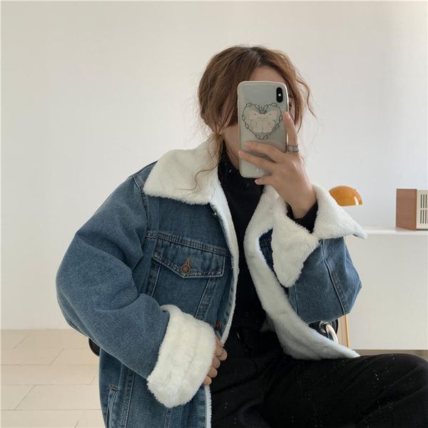 women's jackets denim clothing winter coat thickened lamb wool warm turn down collar parka casual loose outwear x275, Black;brown
women's jackets denim clothing winter coat thickened lamb wool warm turn down collar parka casual loose outwear x275, Black;brown