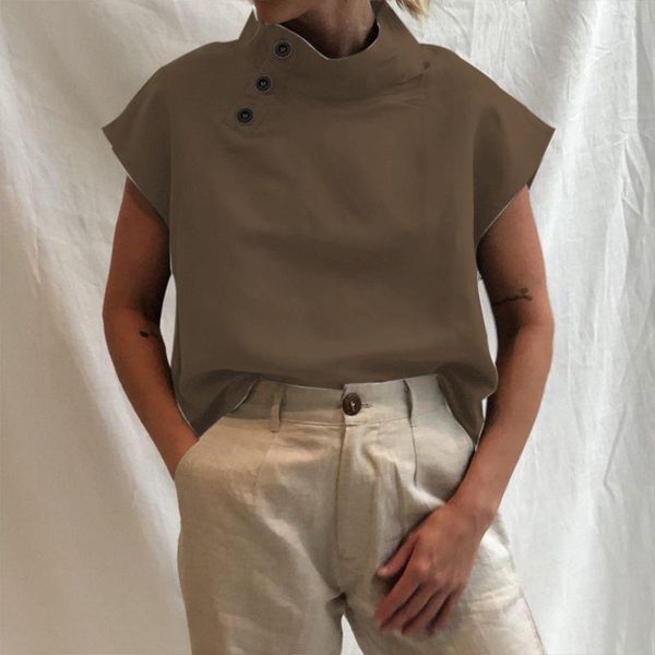 women's blouses & shirts women summer buttons casual loose plus size short-sleeve pullover solid color buckle shirt stand-up collar el, White
women's blouses & shirts women summer buttons casual loose plus size short-sleeve pullover solid color buckle shirt stand-up collar el, White