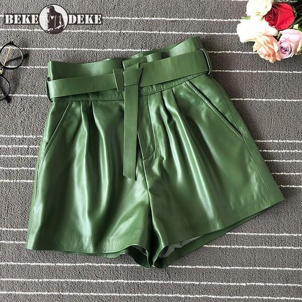 women's shorts autumn sheepskin short women high waist a-line real leather wide legged casual fashion designer sashes push up pants n21, White;black
women's shorts autumn sheepskin short women high waist a-line real leather wide legged casual fashion designer sashes push up pants n21, White;black