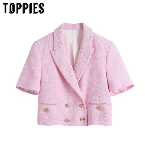 women pink tweed coat spring summer short sleeve coats double breasted suit design jacket 210421, Black;brown
women pink tweed coat spring summer short sleeve coats double breasted suit design jacket 210421, Black;brown