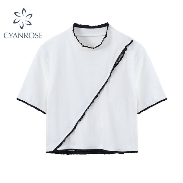 frill hollow out slim t shirt women summer fashion streetwear o neck short sleeve basic patchwork causal female crop 210515, White
frill hollow out slim t shirt women summer fashion streetwear o neck short sleeve basic patchwork causal female crop 210515, White