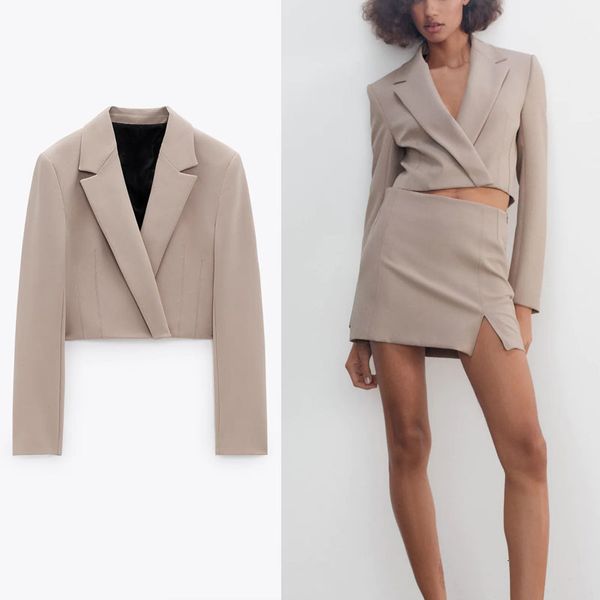 blazers shoulder pads cropped blazer women long sleeve vintage spring coat blazers woman chic front wrap hidden button top, White;black
blazers shoulder pads cropped blazer women long sleeve vintage spring coat blazers woman chic front wrap hidden button top, White;black