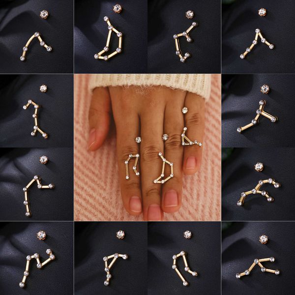 f1570a1 earrings creative fashion twelve constellations inlaid diamond earrings for women, Golden
f1570a1 earrings creative fashion twelve constellations inlaid diamond earrings for women, Golden