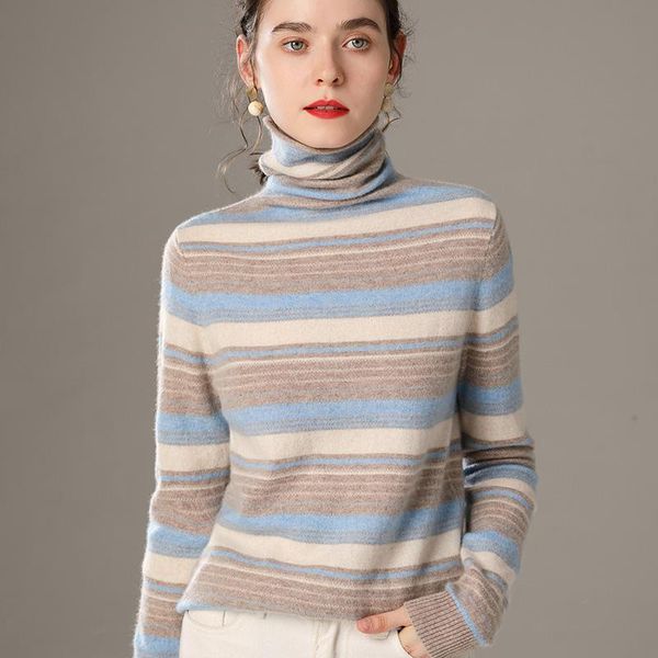 women's sweaters turtleneck cashmere sweater thick autumn winter style 100%pure wool knit stripe base shirt with a stylish pullover, White;black
women's sweaters turtleneck cashmere sweater thick autumn winter style 100%pure wool knit stripe base shirt with a stylish pullover, White;black