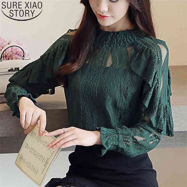 spring summer lace blouse women o-neck ruffles green vintage long sleeve hollow out clothes blouses blusas 14313 210506, White
spring summer lace blouse women o-neck ruffles green vintage long sleeve hollow out clothes blouses blusas 14313 210506, White