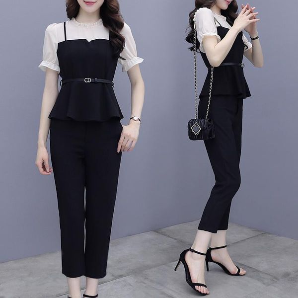 women's two piece pants office suit, 2-piece set, short sleeved and belt, high waist pencil pants, fashion, 2021, White
women's two piece pants office suit, 2-piece set, short sleeved and belt, high waist pencil pants, fashion, 2021, White