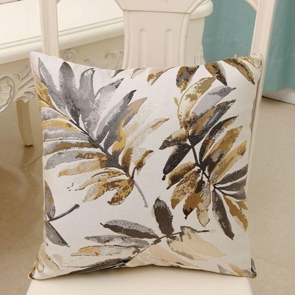 cushion/decorative pillow polyester jacquard cushion leaves case sofa office back braided cover coussin cojines decorative 45x45cm square