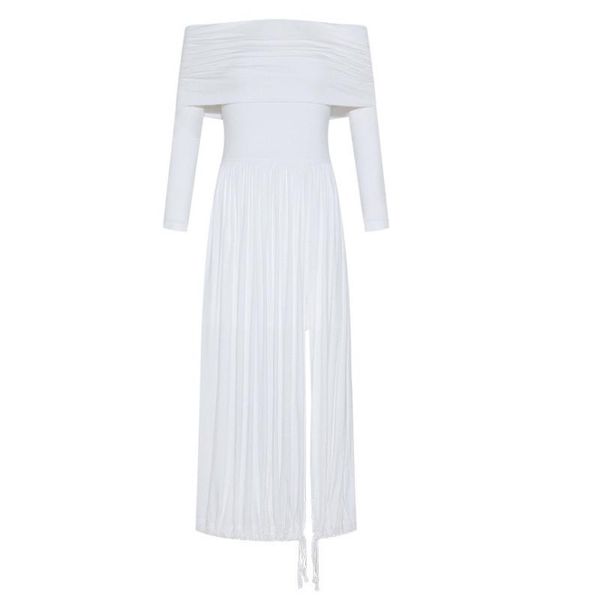 casual dresses autumn clothes women outfits off shoulder string lace up high slit ruched white viscose elegant maxi birthday dress, Black;gray
casual dresses autumn clothes women outfits off shoulder string lace up high slit ruched white viscose elegant maxi birthday dress, Black;gray