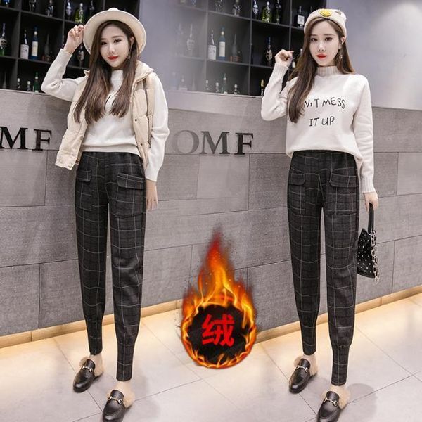 women's pants & capris women autumn and winter plaid casual harem british skinny pantalones de mujer, Black;white
women's pants & capris women autumn and winter plaid casual harem british skinny pantalones de mujer, Black;white