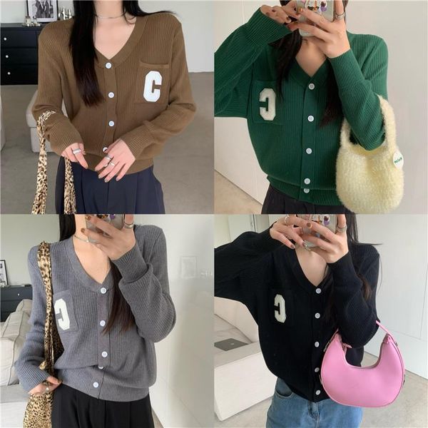 women's knits & tees retro v-neck short knitted cardigan autumn and winter letter solid color loose sweater, White
women's knits & tees retro v-neck short knitted cardigan autumn and winter letter solid color loose sweater, White
