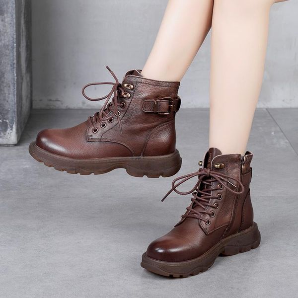 boots autumn winter genuine leather ankle lace-up motorcycle women's head layer cowhide side zipper woman retro, Black
boots autumn winter genuine leather ankle lace-up motorcycle women's head layer cowhide side zipper woman retro, Black