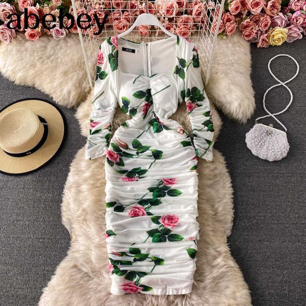 summer ruched stretch women midi sheath dress bodycon square collar rose floral print elegant party vestidos 8 colors 210715, Black;gray
summer ruched stretch women midi sheath dress bodycon square collar rose floral print elegant party vestidos 8 colors 210715, Black;gray
