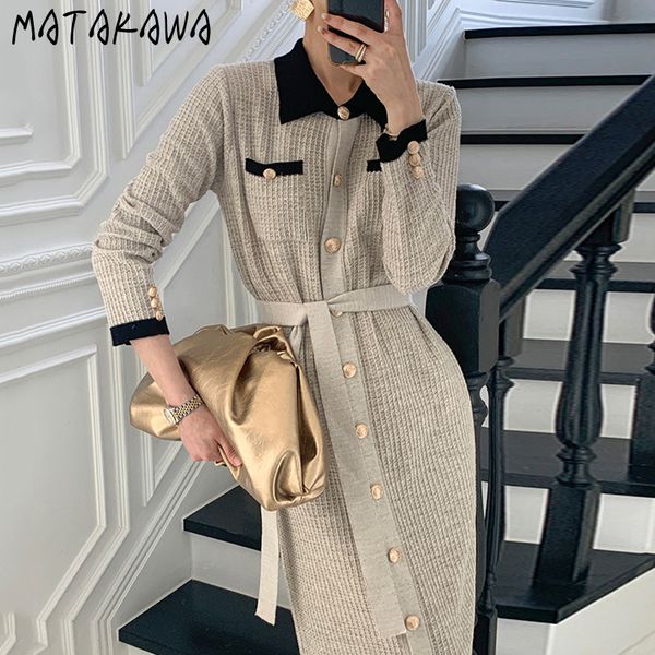 matakawa elegant lapel knitted sweater dress hit color long femme robe single-breasted lace-up waist maxi dresses for women 210513, Black;gray
matakawa elegant lapel knitted sweater dress hit color long femme robe single-breasted lace-up waist maxi dresses for women 210513, Black;gray