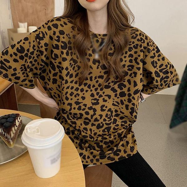 women's t-shirt leopard print short-sleeved women loose summer bottoming shirt harajuku style casual top, White
women's t-shirt leopard print short-sleeved women loose summer bottoming shirt harajuku style casual top, White