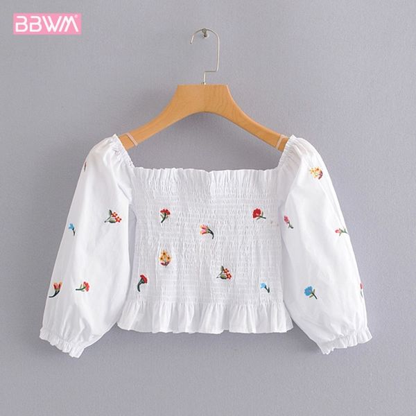 summer korean embroidery shirt female retro word shoulder dew clavicle sleeves short black white shirt 210507
summer korean embroidery shirt female retro word shoulder dew clavicle sleeves short black white shirt 210507