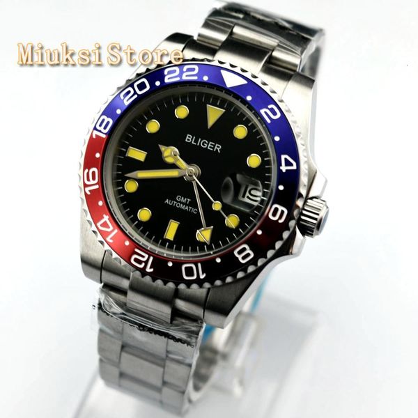 40mm bliger sier case sapphire glass black iron curtain lighting hands gmt date window automatic men luxury mechanical watch, Slivery;brown
40mm bliger sier case sapphire glass black iron curtain lighting hands gmt date window automatic men luxury mechanical watch, Slivery;brown