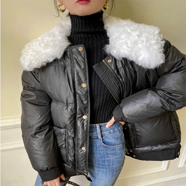 women's big hair collar down jacket winter korean version loose temperament all-match short coat, Black
women's big hair collar down jacket winter korean version loose temperament all-match short coat, Black