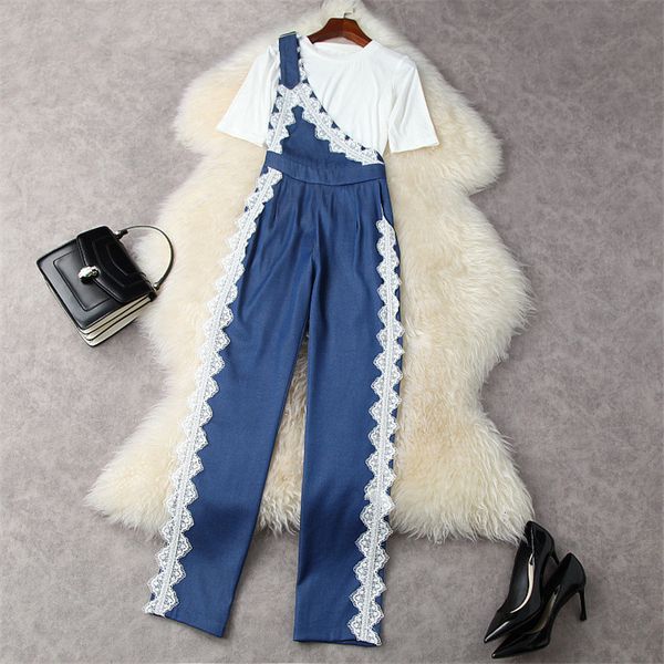 women's two piece pants high street fashion will see lady two pieces women's clothing short sleeve white shirt and lace shredded o
women's two piece pants high street fashion will see lady two pieces women's clothing short sleeve white shirt and lace shredded o