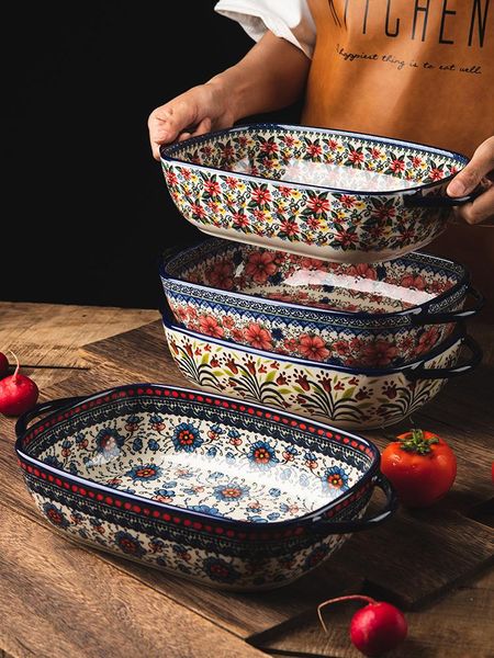 dishes & plates retro ceramic bakeware creative nordic tableware household microwave oven with handle bowl rectangular dinner baking pan
dishes & plates retro ceramic bakeware creative nordic tableware household microwave oven with handle bowl rectangular dinner baking pan