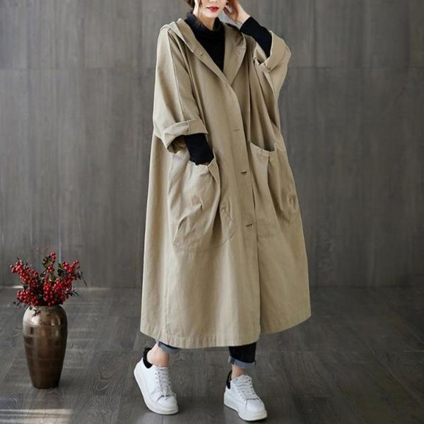 women's trench coats women long windbreaker outwear hooded black casual cotton pockets cardigan loose oversize female over coat, Tan;black
women's trench coats women long windbreaker outwear hooded black casual cotton pockets cardigan loose oversize female over coat, Tan;black