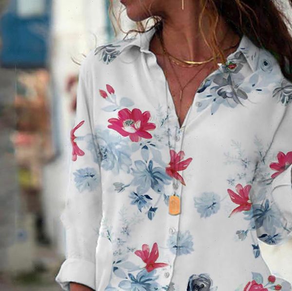 casual v neck printing button womens shirts long sleeve camisa feminina manga comprida, White
casual v neck printing button womens shirts long sleeve camisa feminina manga comprida, White