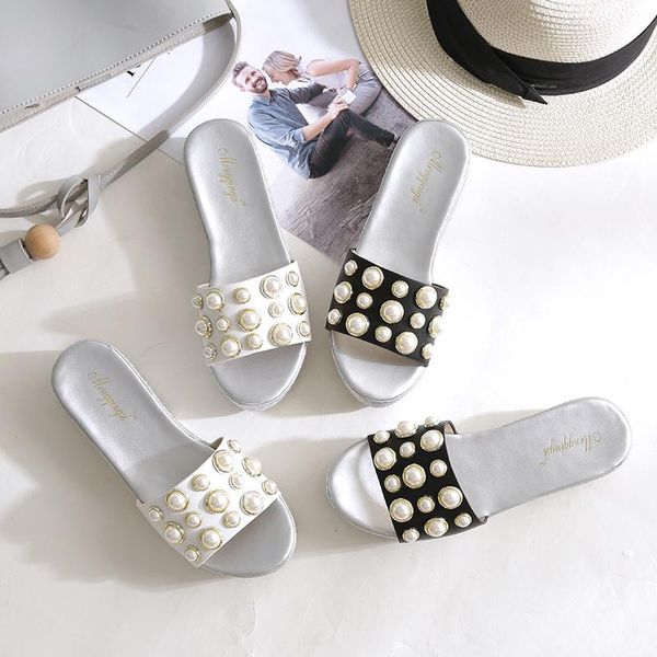 european designer pearl decorate wedges shoes women summer open toe cool platform sandals femme outing size 34-43 flipflops, Black
european designer pearl decorate wedges shoes women summer open toe cool platform sandals femme outing size 34-43 flipflops, Black
