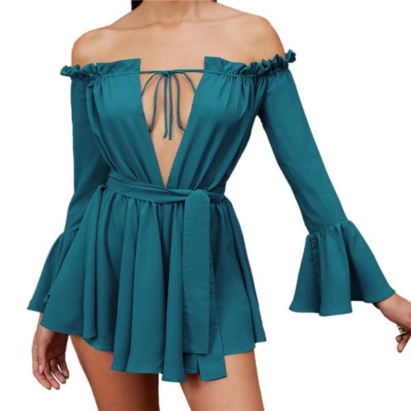 casual dresses off shoulder mini dress women v neck ruffles a line flare sleeve bandage beach summer robe femme party, Black;gray
casual dresses off shoulder mini dress women v neck ruffles a line flare sleeve bandage beach summer robe femme party, Black;gray