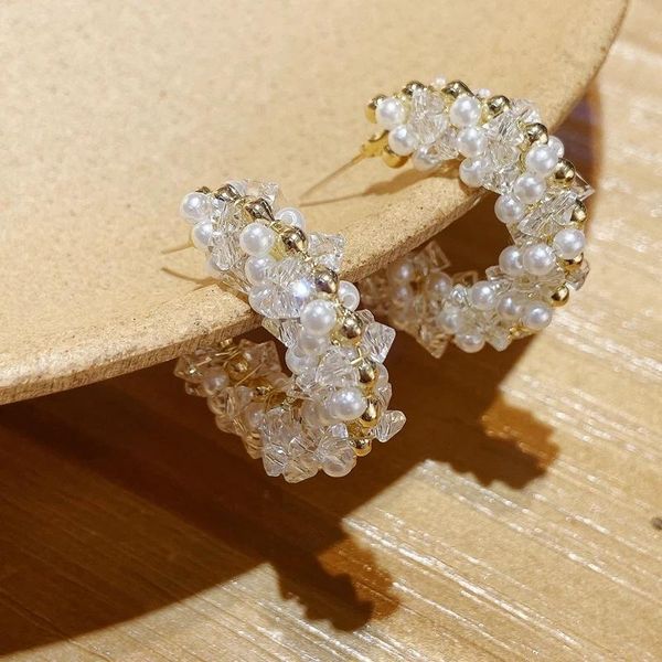 hoop & huggie korean elegant pearl earrings fashion c shaped crystal for women girls wedding party jewelry, Golden;silver
hoop & huggie korean elegant pearl earrings fashion c shaped crystal for women girls wedding party jewelry, Golden;silver
