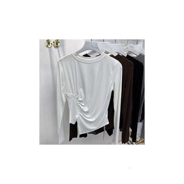 women's sweaters thread cotton waist irregular fold long sleeve t-shirt women's early autumn slim bottomed shirt top, White;black
women's sweaters thread cotton waist irregular fold long sleeve t-shirt women's early autumn slim bottomed shirt top, White;black
