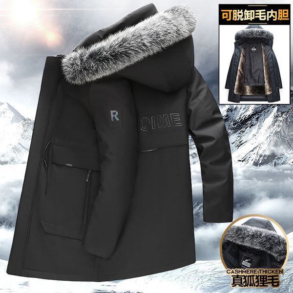 parka men's medium and long hooded down et leisure dachable wool liner fox fur collar thickened warm, Black
parka men's medium and long hooded down et leisure dachable wool liner fox fur collar thickened warm, Black