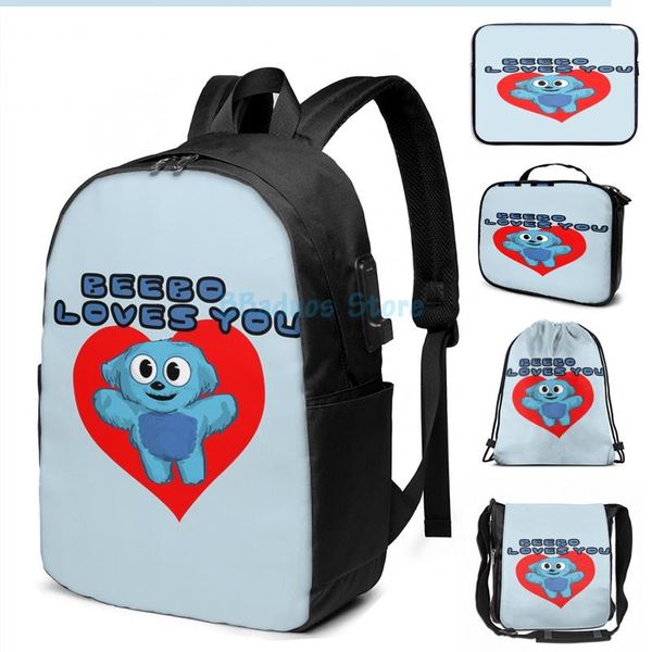 funny graphic print beebo loves you usb charge backpack men school bags women bag travel laptop
funny graphic print beebo loves you usb charge backpack men school bags women bag travel laptop