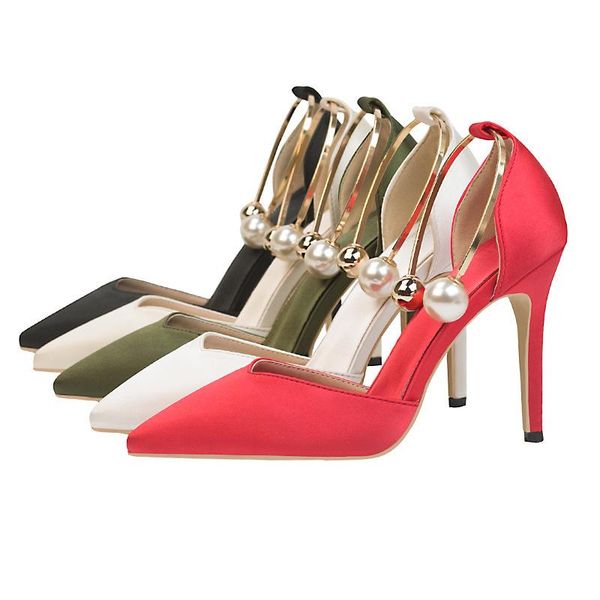 dress shoes women metal buckle elegant high heel sandals soft silk pointed toe party shallow pumps satin hollow fashion women's 2021, Black
dress shoes women metal buckle elegant high heel sandals soft silk pointed toe party shallow pumps satin hollow fashion women's 2021, Black