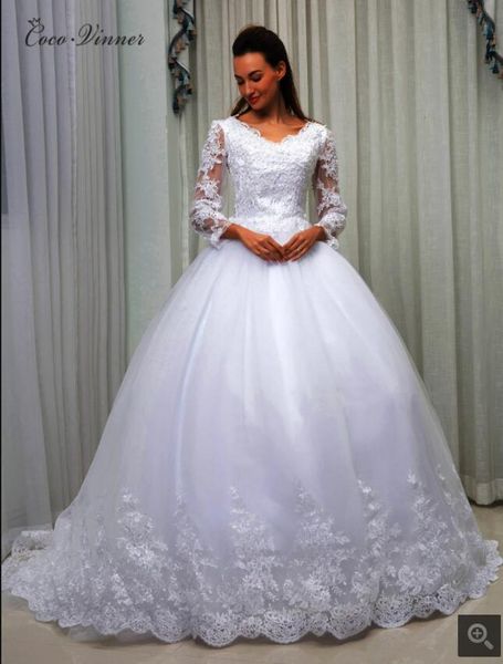 vestido de festa 2021 modest long sleeve ball gown wedding dress beaded pearls lace appliques princess puffy muslim bride dresses corset v n, White
vestido de festa 2021 modest long sleeve ball gown wedding dress beaded pearls lace appliques princess puffy muslim bride dresses corset v n, White