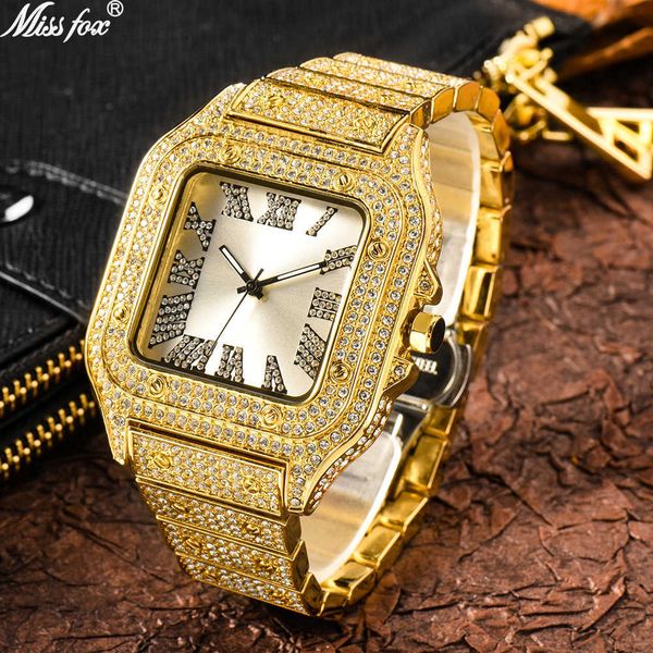 missfox watch roman scale high-end fashion hip hop diamond square men's watch, Slivery;brown
missfox watch roman scale high-end fashion hip hop diamond square men's watch, Slivery;brown
