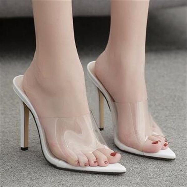 women sandals pvc slip on 11.5cm thin heels high pointed toe shallow shoes sandalias mujer 2021 size 35-42 white, Black
women sandals pvc slip on 11.5cm thin heels high pointed toe shallow shoes sandalias mujer 2021 size 35-42 white, Black