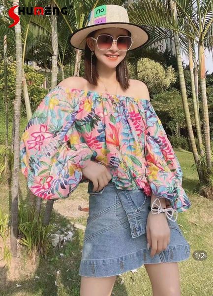 women's blouses & shirts 2021 summer ladies european retro fashion off-shoulder flower shirt long sleeve loose sweet slash neck blusas, White
women's blouses & shirts 2021 summer ladies european retro fashion off-shoulder flower shirt long sleeve loose sweet slash neck blusas, White