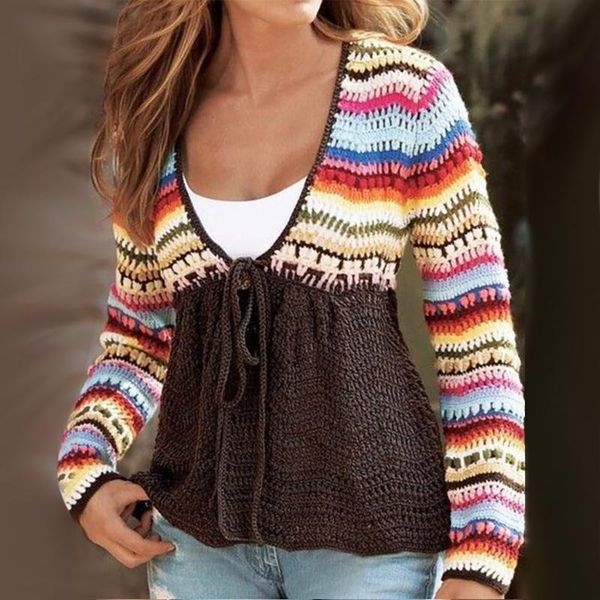women's sweaters women ethnic vintage sweater autumn winter fashion stripe stitching long sleeves deep v-neck sashes, White;black
women's sweaters women ethnic vintage sweater autumn winter fashion stripe stitching long sleeves deep v-neck sashes, White;black