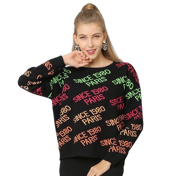 women's sweaters 2021 letter jacquard loose round collar pullover long sleeve sweater printing sell knitted, White;black
women's sweaters 2021 letter jacquard loose round collar pullover long sleeve sweater printing sell knitted, White;black