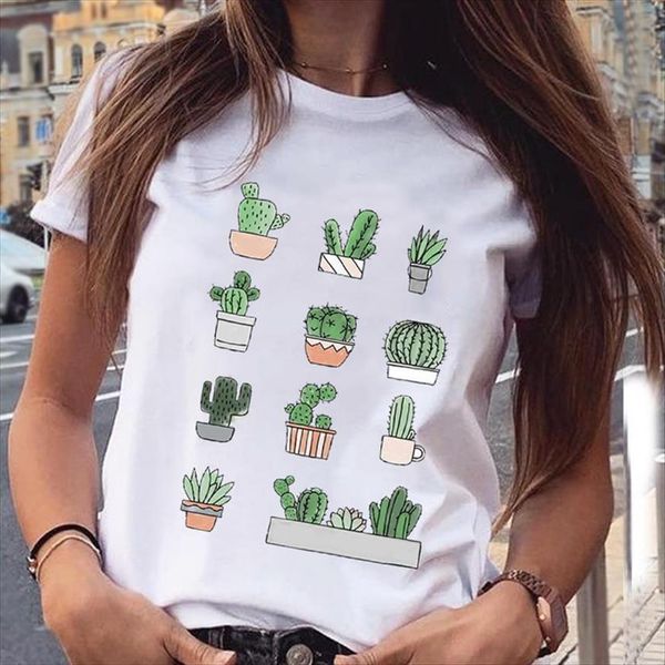 graphic cactus plant printing women t shirt clothing fashion spring summer aesthetic print female clothes tees, White
graphic cactus plant printing women t shirt clothing fashion spring summer aesthetic print female clothes tees, White