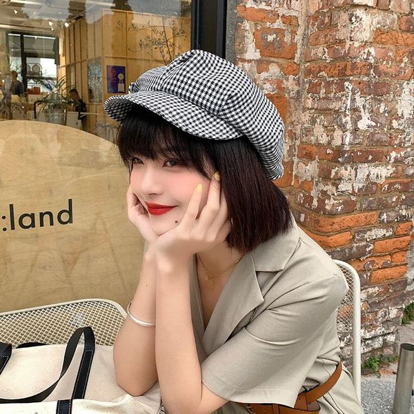 stingy brim hats plaid octagonal for women summer sun visor brimmed hat classic black white retro fashion hepburn style, Blue;gray
stingy brim hats plaid octagonal for women summer sun visor brimmed hat classic black white retro fashion hepburn style, Blue;gray