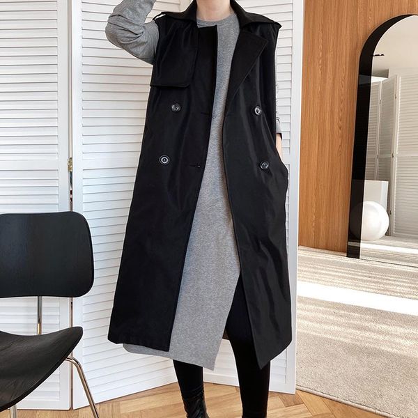 women's trench coats autumn 2021 clothing sleeveless women long elegant loose office waistcoat windbreaker jacket outwear cardigan kore, Tan;black
women's trench coats autumn 2021 clothing sleeveless women long elegant loose office waistcoat windbreaker jacket outwear cardigan kore, Tan;black