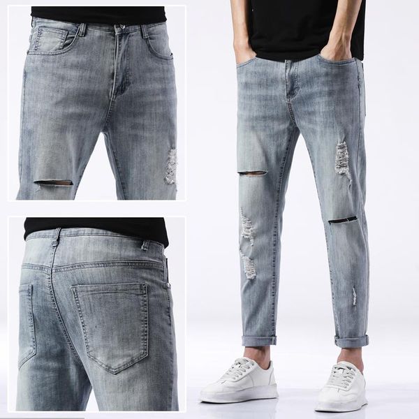men's jeans men ripped summer streetwear blue slim fit ankle-length pants trend nine-point fashion casual 3012
men's jeans men ripped summer streetwear blue slim fit ankle-length pants trend nine-point fashion casual 3012