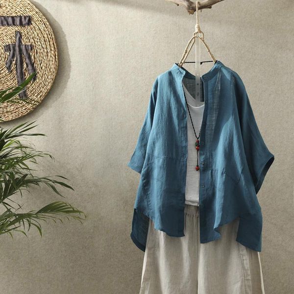 women's blouses & shirts summer arts style women loose short sleeve stand collar vintage asymmetry cotton linen casual quality, White
women's blouses & shirts summer arts style women loose short sleeve stand collar vintage asymmetry cotton linen casual quality, White