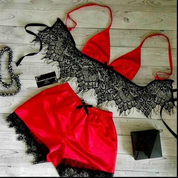 satin lace babydoll lingerie women sleepwear nightdress pajamas nightwear set, Black;red
satin lace babydoll lingerie women sleepwear nightdress pajamas nightwear set, Black;red