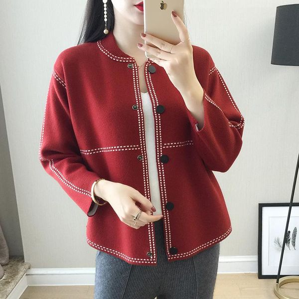 women's sweaters 2021 ladies round neck cashmere sweater knit cardigan casual long-sleeved jacket, White;black
women's sweaters 2021 ladies round neck cashmere sweater knit cardigan casual long-sleeved jacket, White;black
