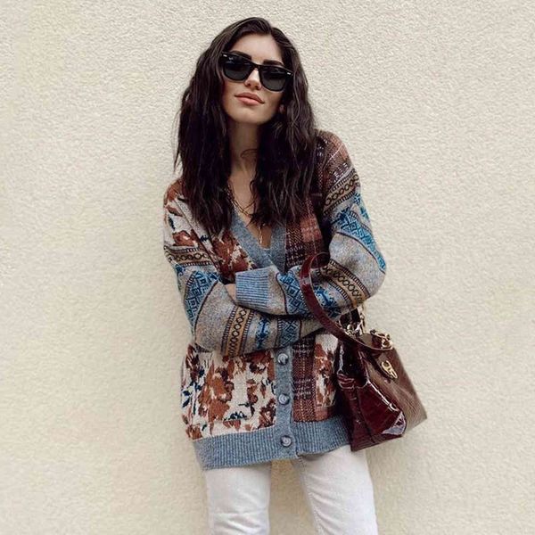 women long jacquard knit cardigan oversized sleeves v-neck vintage chic lady woman knitted sweater 210420, White;black
women long jacquard knit cardigan oversized sleeves v-neck vintage chic lady woman knitted sweater 210420, White;black