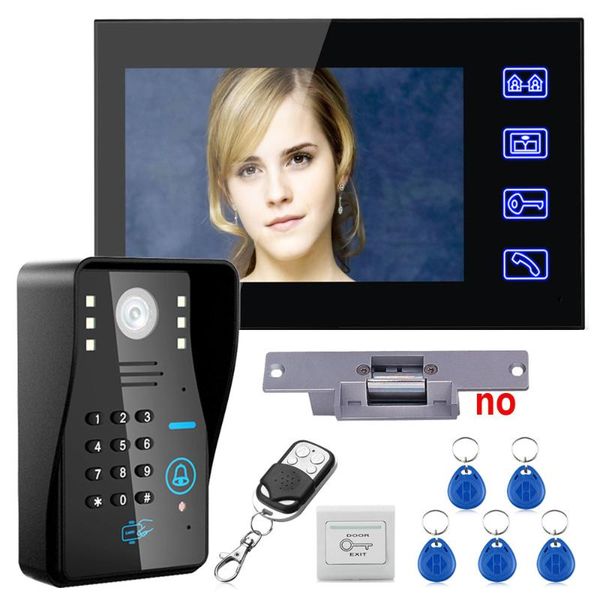 video door phones touch key 7" lcd rfid password phone intercom system kit+ electric strike lock+ wireless remote control unlock
video door phones touch key 7" lcd rfid password phone intercom system kit+ electric strike lock+ wireless remote control unlock