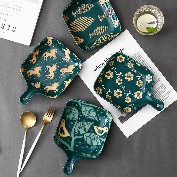 dishes & plates 4 color 22 * 15cm nordic ins baking tray with handle ceramic plate rice snack bread dessert camera tool
dishes & plates 4 color 22 * 15cm nordic ins baking tray with handle ceramic plate rice snack bread dessert camera tool